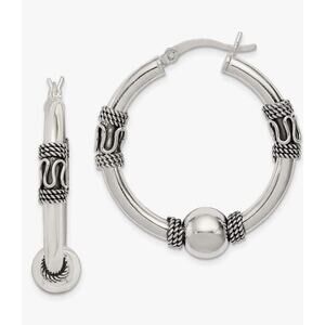Sonia Jewels 925 Sterling Silver Vintage Antiqued Hoop Earrings